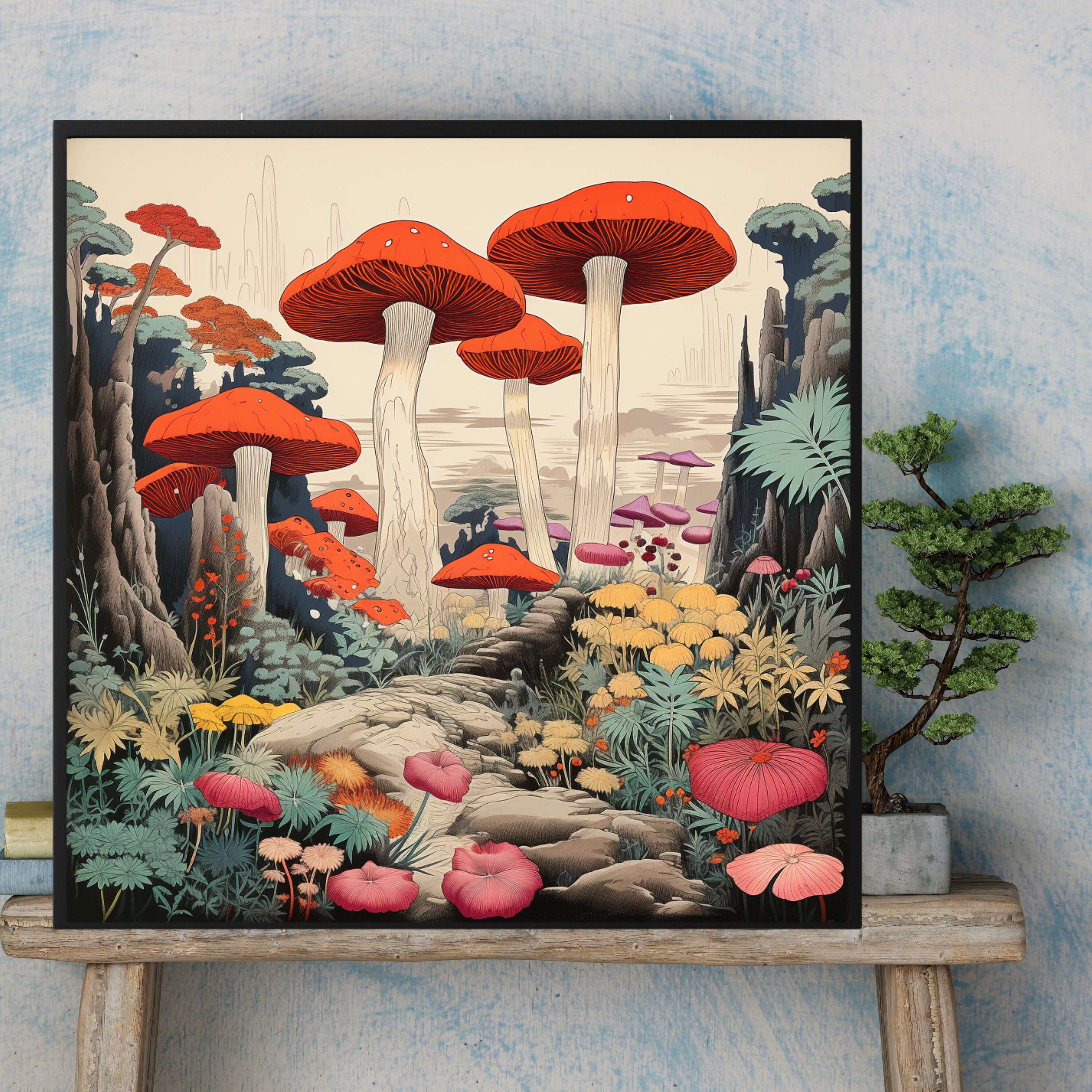 Giant Colorful Mushroom Poster Cool Wall Art Magic - Etsy