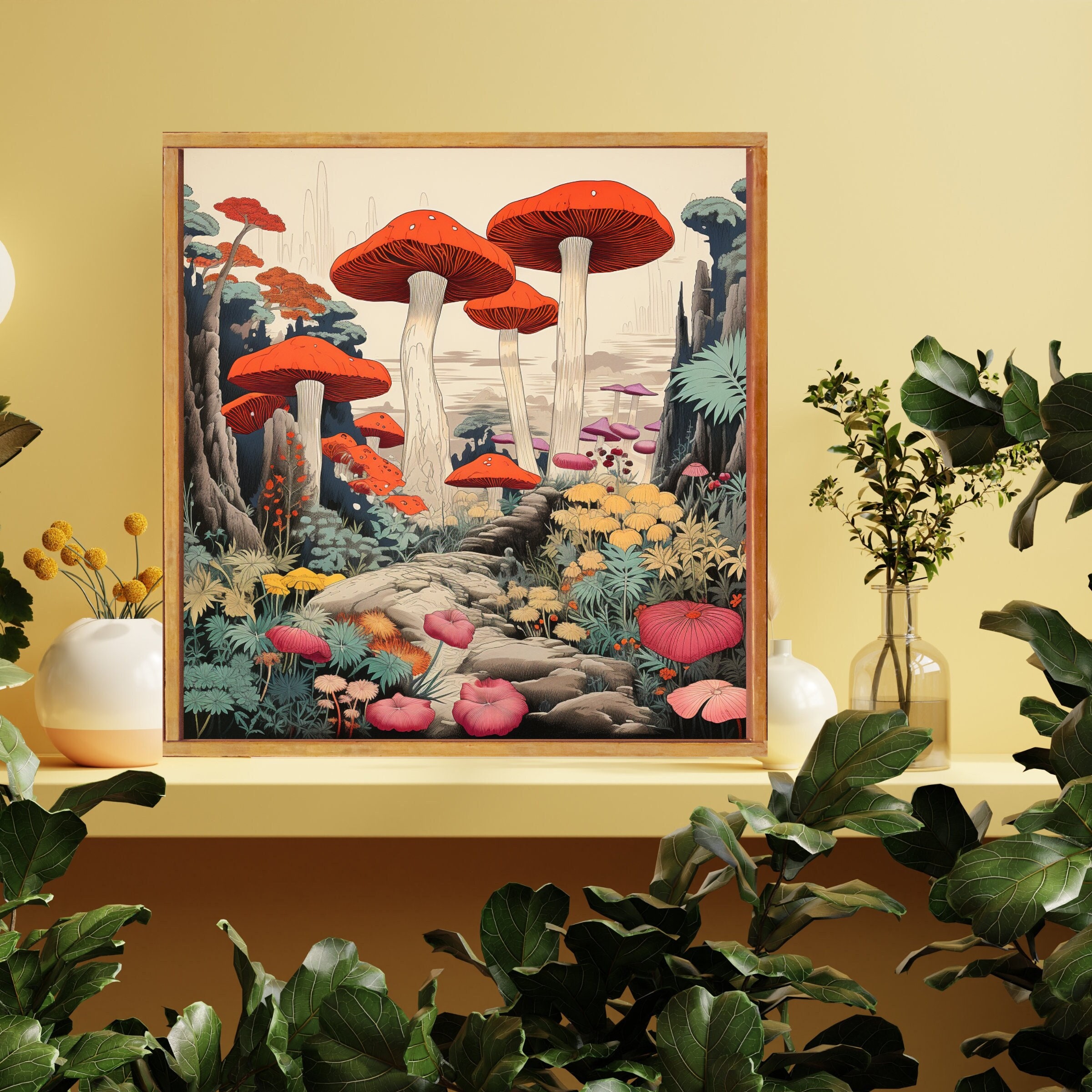 Giant Colorful Mushroom Poster Cool Wall Art Magic - Etsy