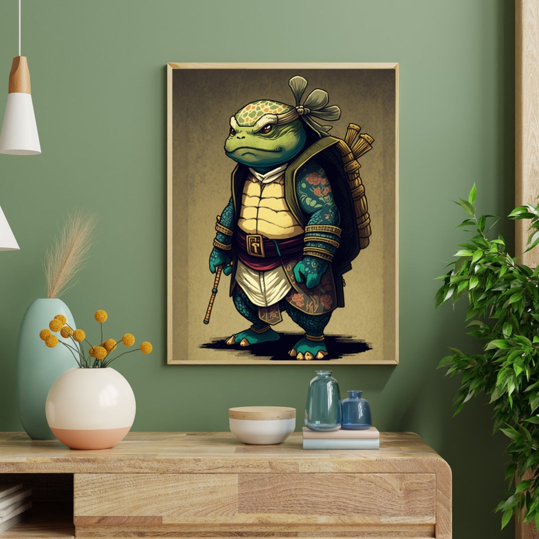 Ninja Turtle Wall Art Turtle Wall Decor Japanese Turtle Print Funny Turtle Poster Cool Turtle