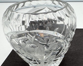 2 Vintage Cut Crystal Bud Vases Rose Pattern