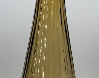 Vintage Empoli Ribbed Footed? Amber Genie Bottle 19.5" Tall (No Matching Stopper)
