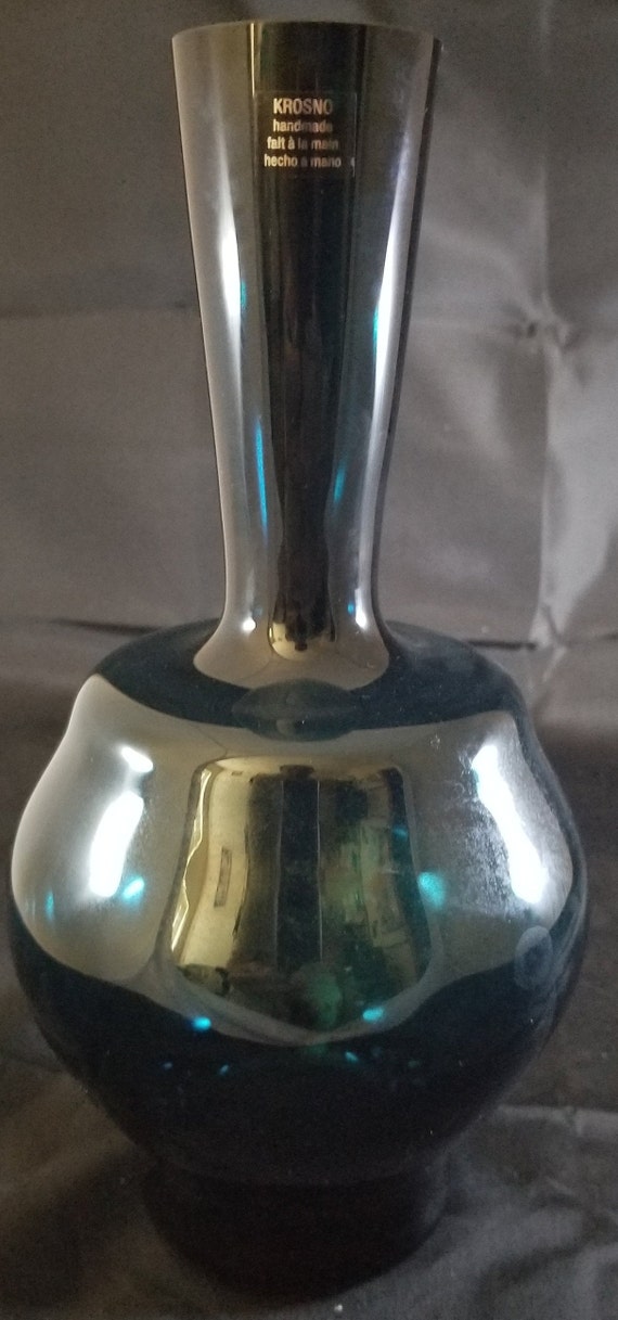 Krosno Sapphire Deco Vase 10 Tall Etsy