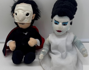 2 1999 Universal Studios Monsters Phantom and The Bride Bean Bag Plush