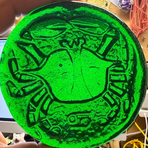 Vintage Blenko Astrology Cancer Sign Glass Disk 4"