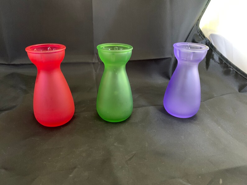 Product Of Eec Two Sets Of Three Mini Frosted Glass Bud Vases Etsy