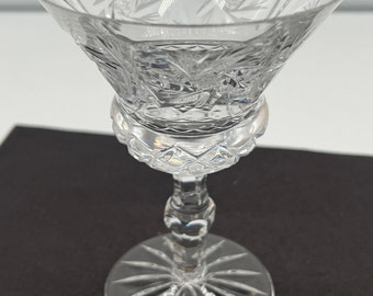 Vintage Bohemian Crystal Star of David/Pinwheel Compote/Martini Pedestal Glass 5.5" Tall