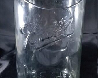 Antique Vintage Ball Ideal Glass Wire Top One Gallon Mason Jar with Eagle on Canister 12" Tall by 5" Wide