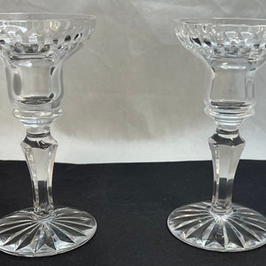 Vintage Atlantis Georgian Crystal Candlestick Holder Pair 5 5/8&quot; Tall