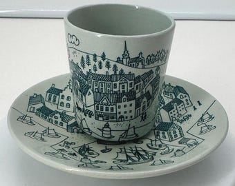 Nymolle Art Faience Hoyrup Denemarken Kopje en Schotel Set Beperkte Editie #4006