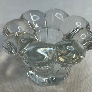Portacandele rotondo vintage Heisey Crystolite da 3 3/8&quot; a forma di fiore, MCM (singolo)