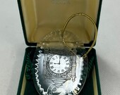 Waterford Crystal Christmas Ornament Oval Medallion Clock Logo 3 quot Tall