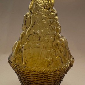 Vintage Empoli Amber Genie Bottle Fruit Basket No Stopper 11&quot; Tall