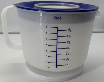 Tupperware Mix-N-Stor Tazón medidor de 8 tazas "PARA MEZCLAR SIN ENSUCIAR" BATTER 1629-3