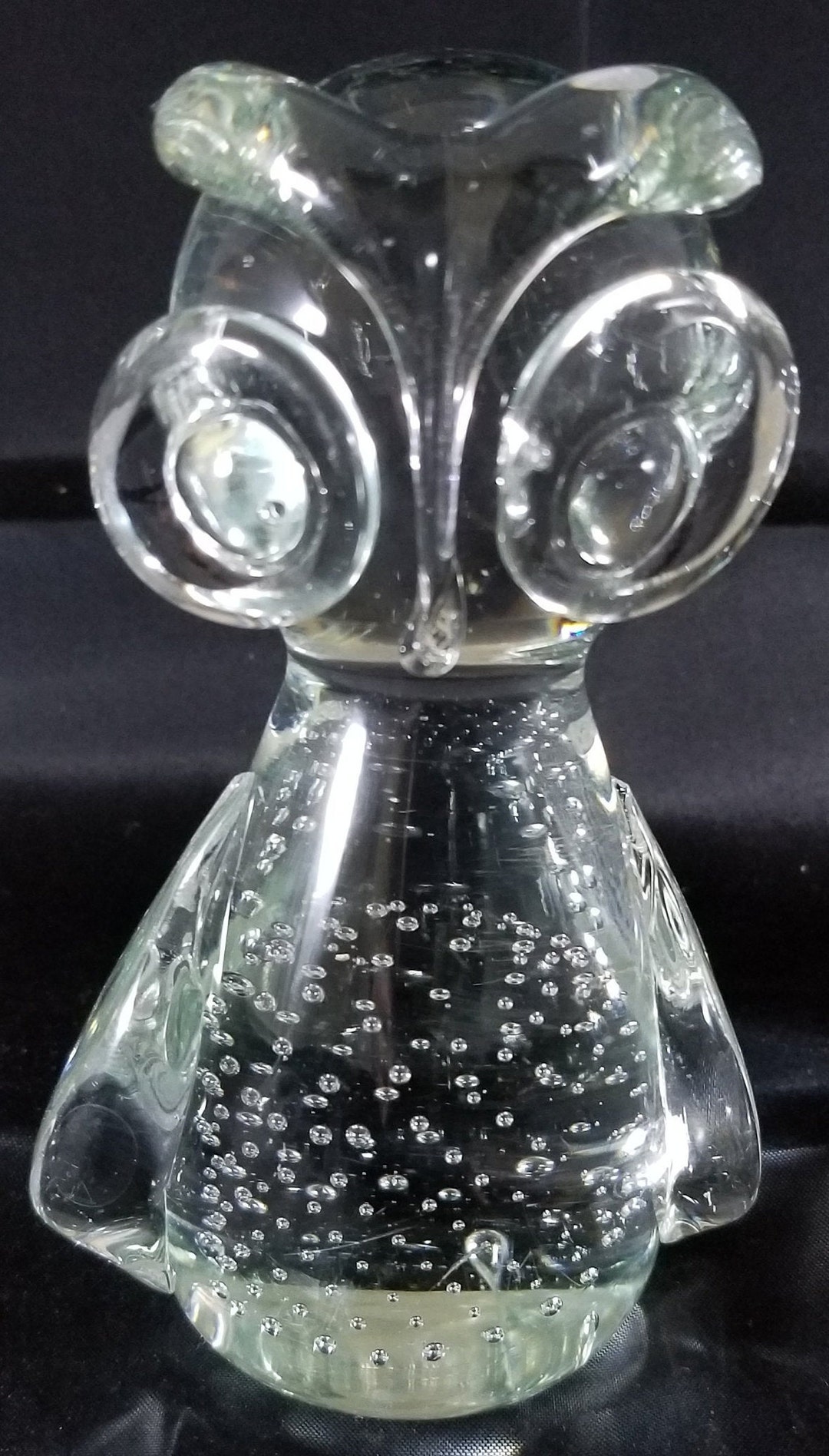 Hand Blown Glass OWL Figurine With Controlled Bubbles & Large Eyes Etsy