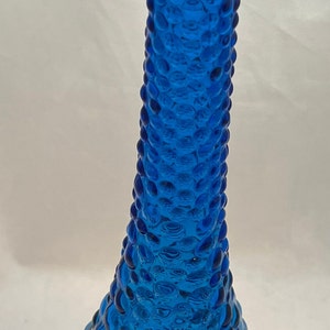 Empoli Peacock/Cobalt Blue Hobnail Genie Bottle 15&quot; (No Stopper)