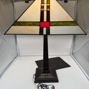 Vintage P.S.T. Paul Sahlin Tiffany Mission Style Table Lamp