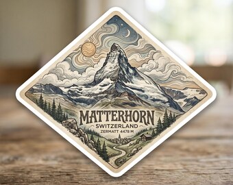 Matterhorn Sticker | Swiss Alps Vintage Mountain Decal | Hiking Adventure | Outdoor Gift