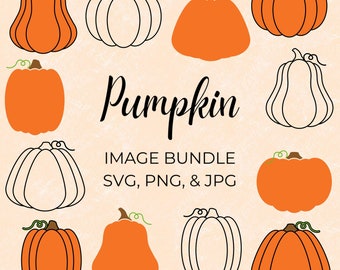 Descarga instantánea de calabaza, svg, png, jpg, pdf, paquete de calabazas, descarga digital, imágenes prediseñadas de calabaza, vector de calabaza, silueta de calabaza