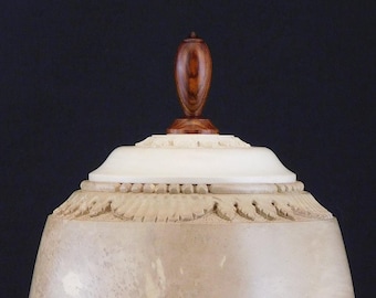 Hand-Carved Holly Wood Urn | Pet or Human Ashes (U.425)