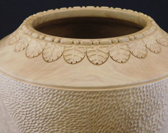 Hand Carved Tupelo Wood Vessel | Unique Home Decor, 14" High (Item #269)