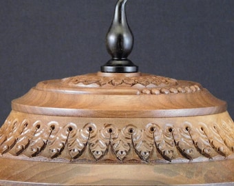 Hand-Carved Walnut Wood Urn | Funeral Cremation Vessel (U.430)
