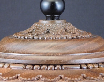 Hand-Carved Walnut Wood Urn | Pet or Human Ashes (U.441)