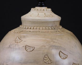 Hand Carved Holly Wood Urn | Small Pet or Keepsake (U.450)