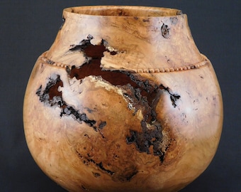 Hand-Carved Cherry Burl Wood Vessel | Fine Art Sculpture (Item #271)