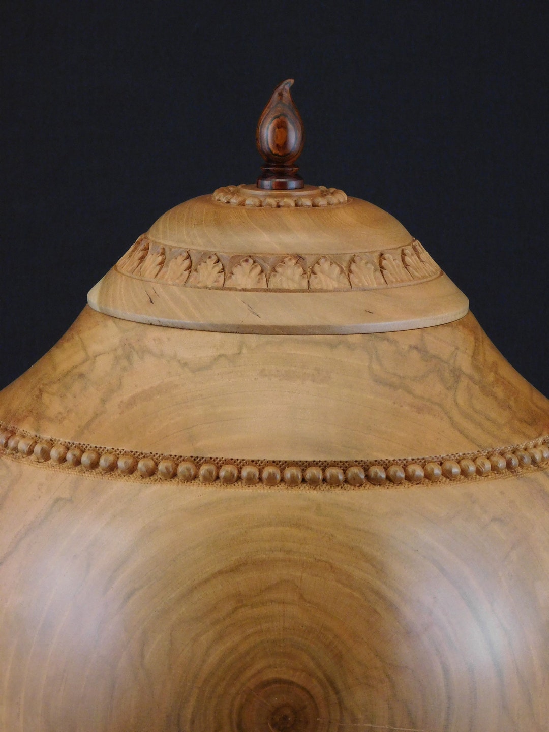 URN U.309 Cremation Urn for Human Ashes Carved Urn Wood Urn Full Size Urn Handcarved Urn Pet