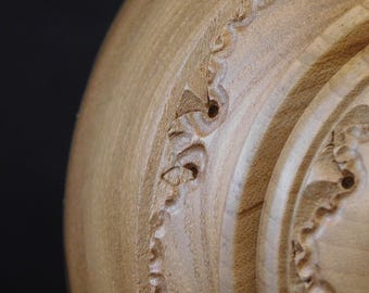 Hand-Carved Elm Wood Cremation Urn | Pet or Human Ashes (U.423)