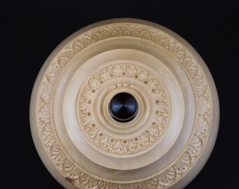 Hand-Carved Holly Wood Urn | Pet/Human Ashes, Abalone Inlay (U.359)