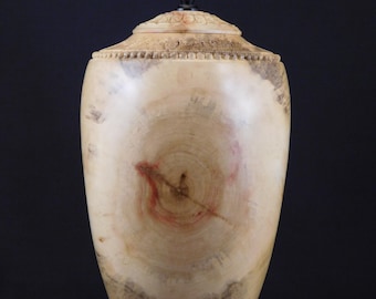 Hand-Carved Box Elder Wood Urn | Pet or Human Ashes (U.460)