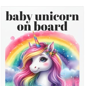 Unicorn Baby on Board Car Magnet baby on Board Magnet car safety gender reveal newborn new mom gift parents gift for parents to be