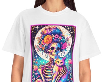 Skelet kat moeder Tarot kaart Tarot shirt Tarot kaart shirt mystieke shirt hemelse shirt Witchy shirt Tarot kleding astrologie shirt