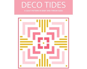 PDF Deco Tides Quilt Pattern - Modern Quilt - Digital Quilt Pattern - Lima Bean Loves Quilt Pattern - Advanced Beginner Quilt