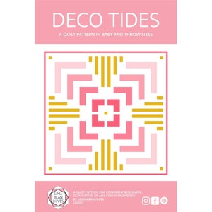 PDF Deco Tides Quilt Pattern - Modern Quilt - Digital Quilt Pattern - Lima Bean Loves Quilt Pattern - Advanced Beginner Quilt