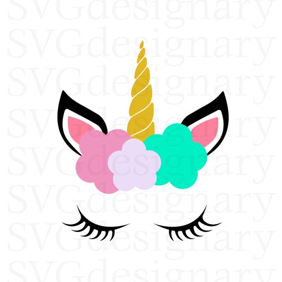 Download Unicorn with Flowers and Eyelashes Girls Kids Magical SVG | Etsy