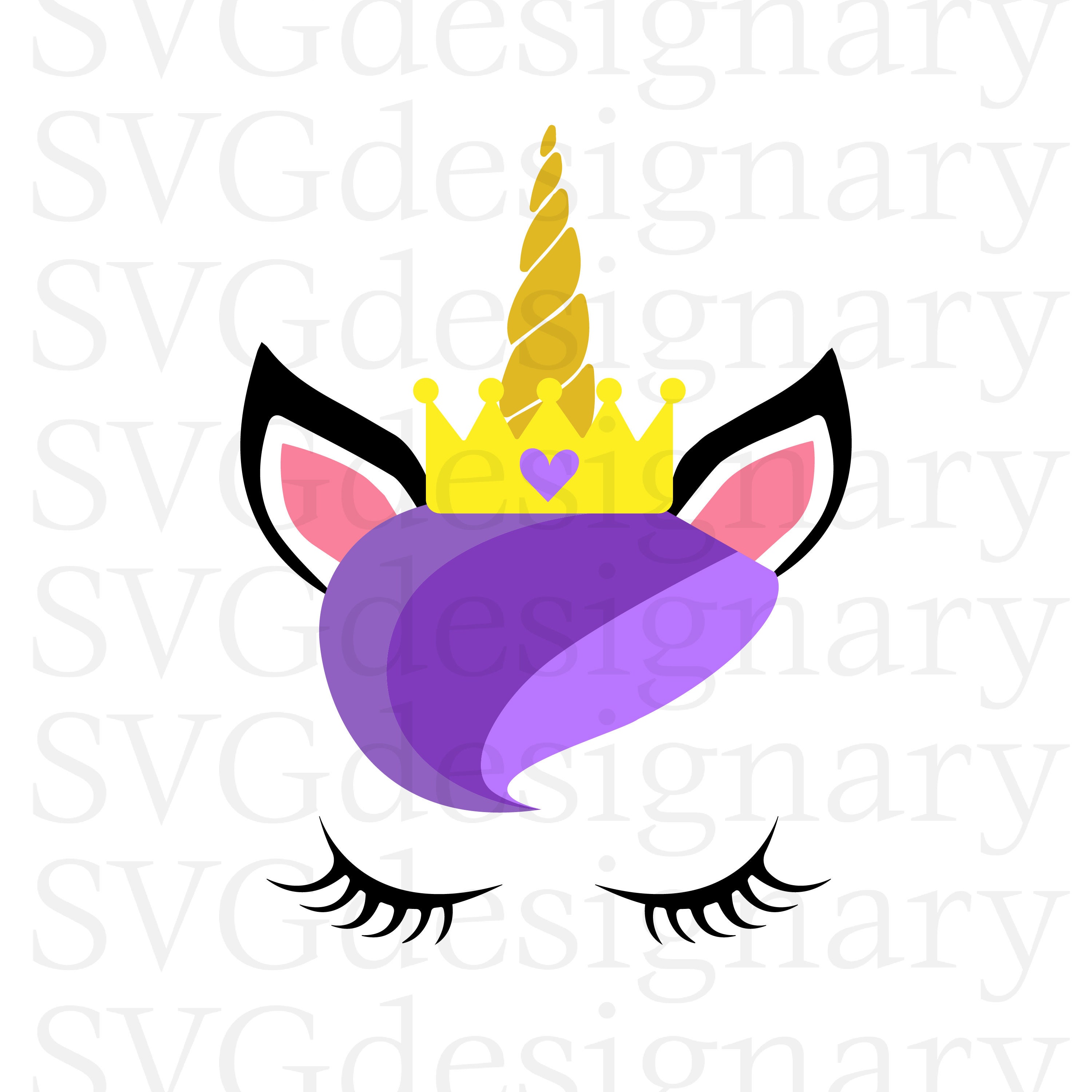 Download Unicorn Hair Crown SVG PNG Download Eyelashes Horn Ears | Etsy