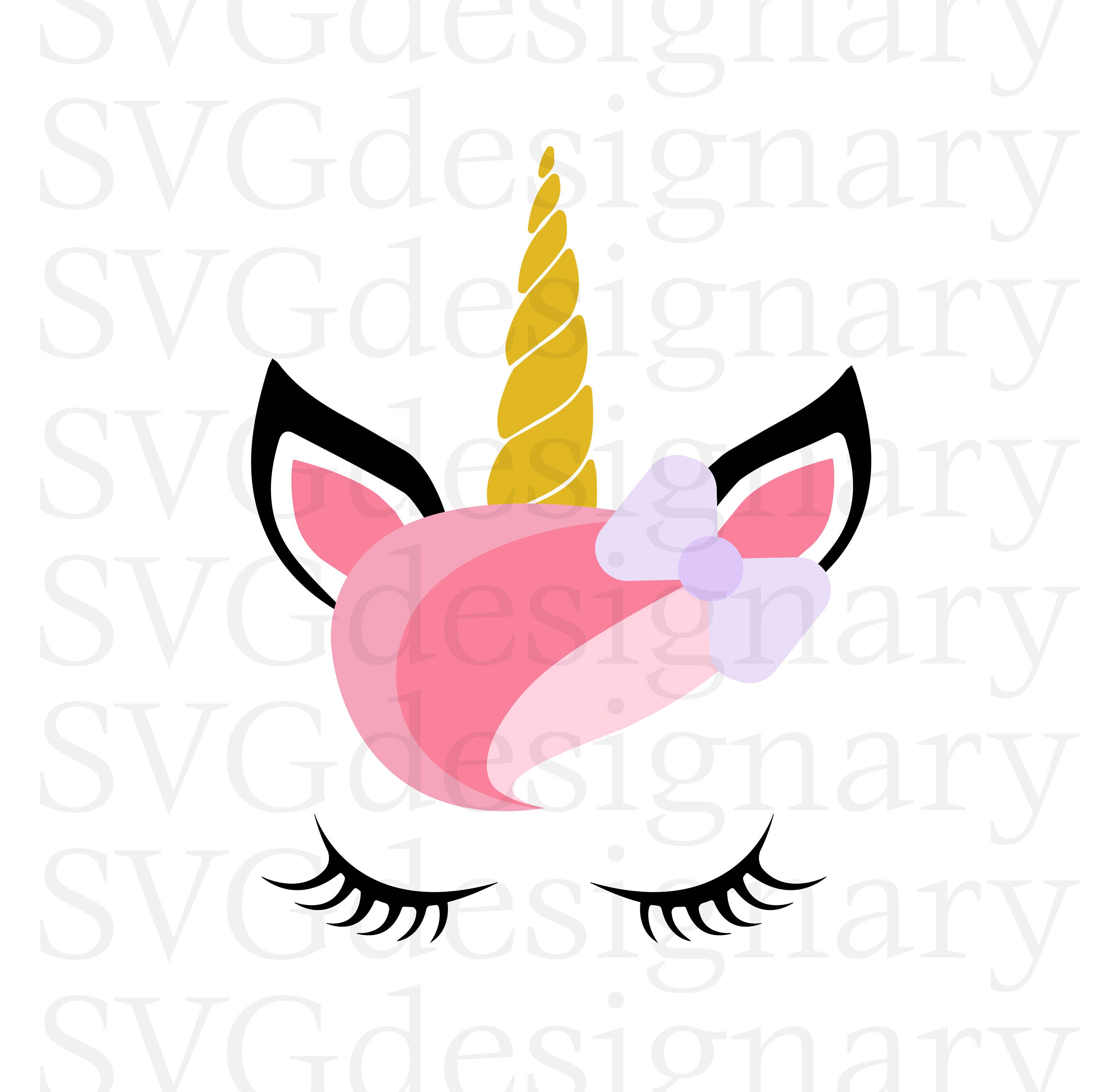 Download Unicorn with Hair Bow SVG Unicorn Face SVG Magical Design ...