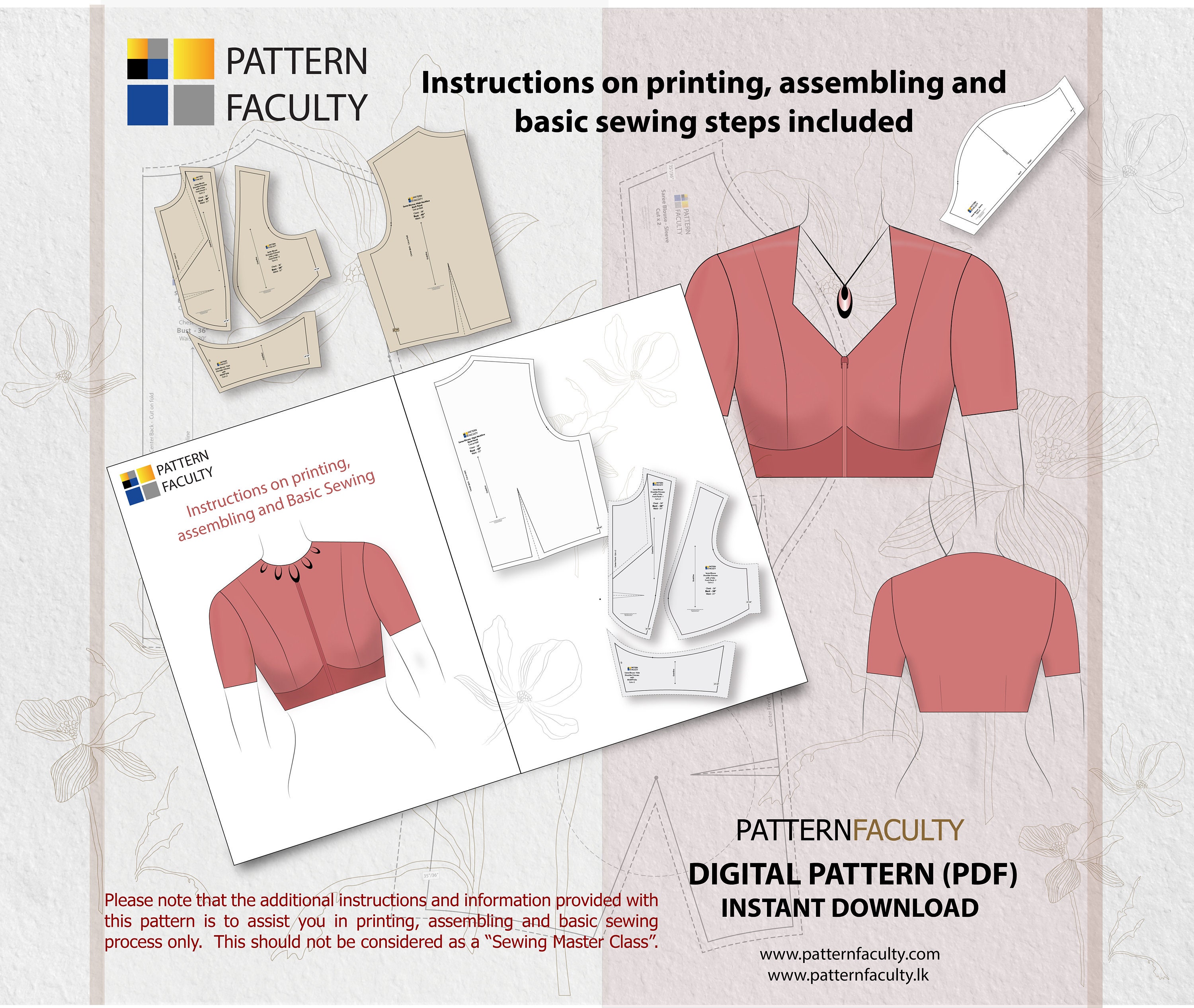 Princess Line Design Pattern Saree Blouse High Neckline – Princess Line From Shoulder With Yoke ...