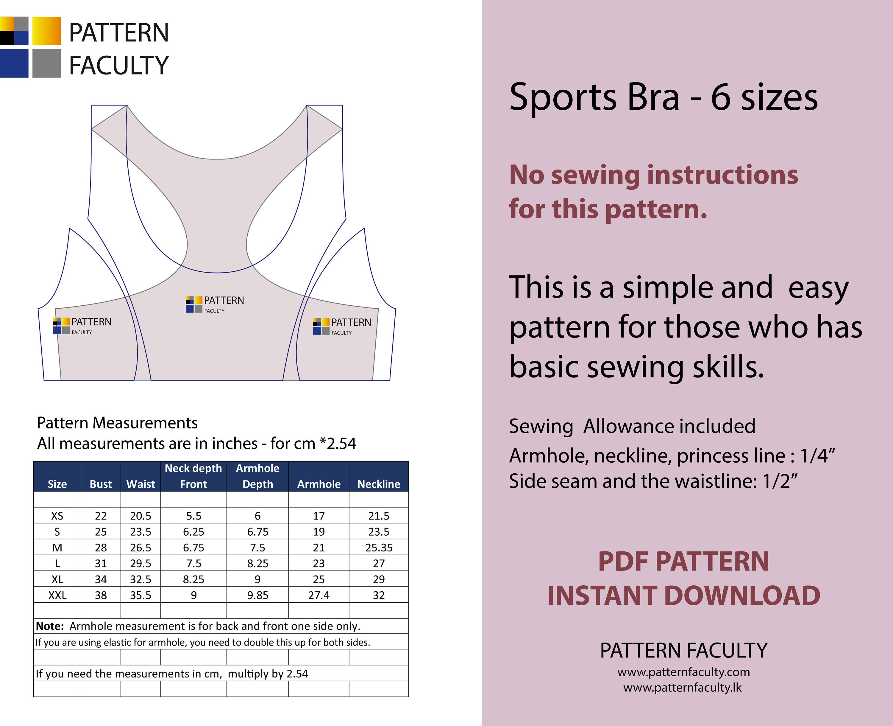 Sports Bra PDF Patterns for women digital PDF Patterns Etsy