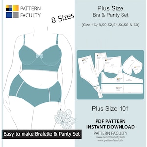 Plus-set 101 Plus Size, Bra and Panty Set,  PDF Patterns for women, Digital PDF Patterns, Bra, Plus Size, Best Fitted Bra,
