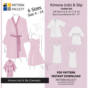 Small Sizes - Women’s Kimono Rob and slip, Sizes 4,6,8,10,12 & 14 Silk Rob and Slip,  Silk Rob,  Silk Slip, Rob, slip, Bathrobe.