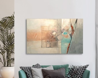 Extra Large Abstract Painting, Blue Acrylic Expressionism Art on Canvas