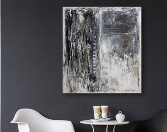 Painting on Canvas Original, Abstract Art AcrylicPainting, Black & White Large Wall Art, Canvas Art Painting Original, Modern Art Painting