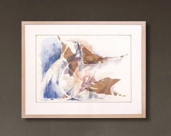 Pintura abstracta de pájaros en acuarela, obra de arte original hecha a mano (27,56 x 19,69)