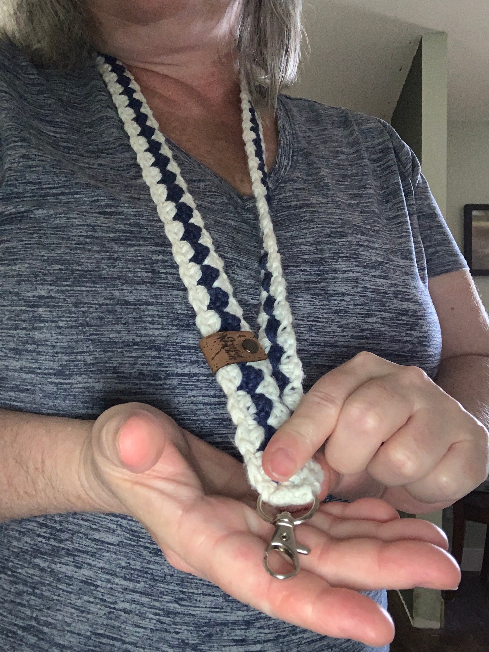 Crocheted Lanyard Badge Holder Key Holder Boho Lanyard Etsy