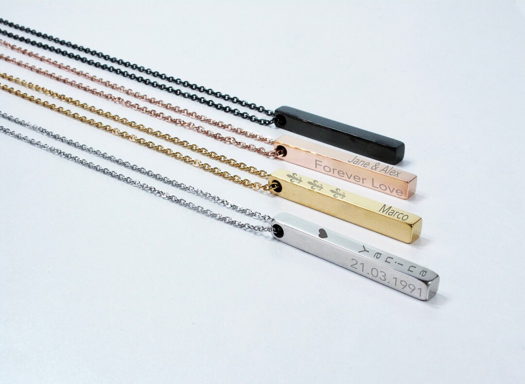 Collier prénom barre verticale en acier inoxydable - Etsy France