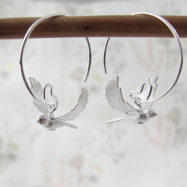 Boucles d'oreilles  "Les oiseaux" en argent 925 massif