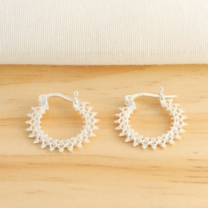 Ethnic round hoop earrings in solid 925 silver